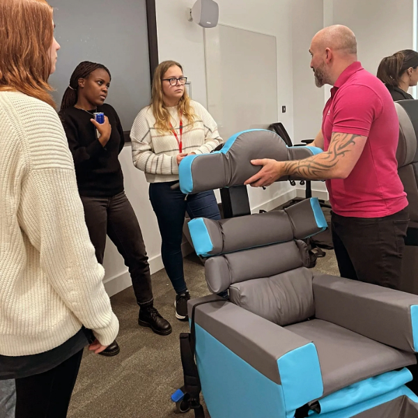 seating assessor demonstrating the smartseat pro 2