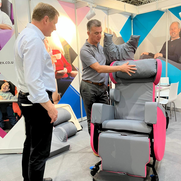 seating assessor demonstrating the multiadjust