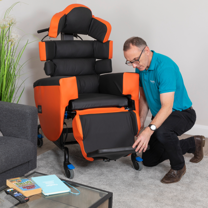 seating assessor adjusting a SmartSeatPro II